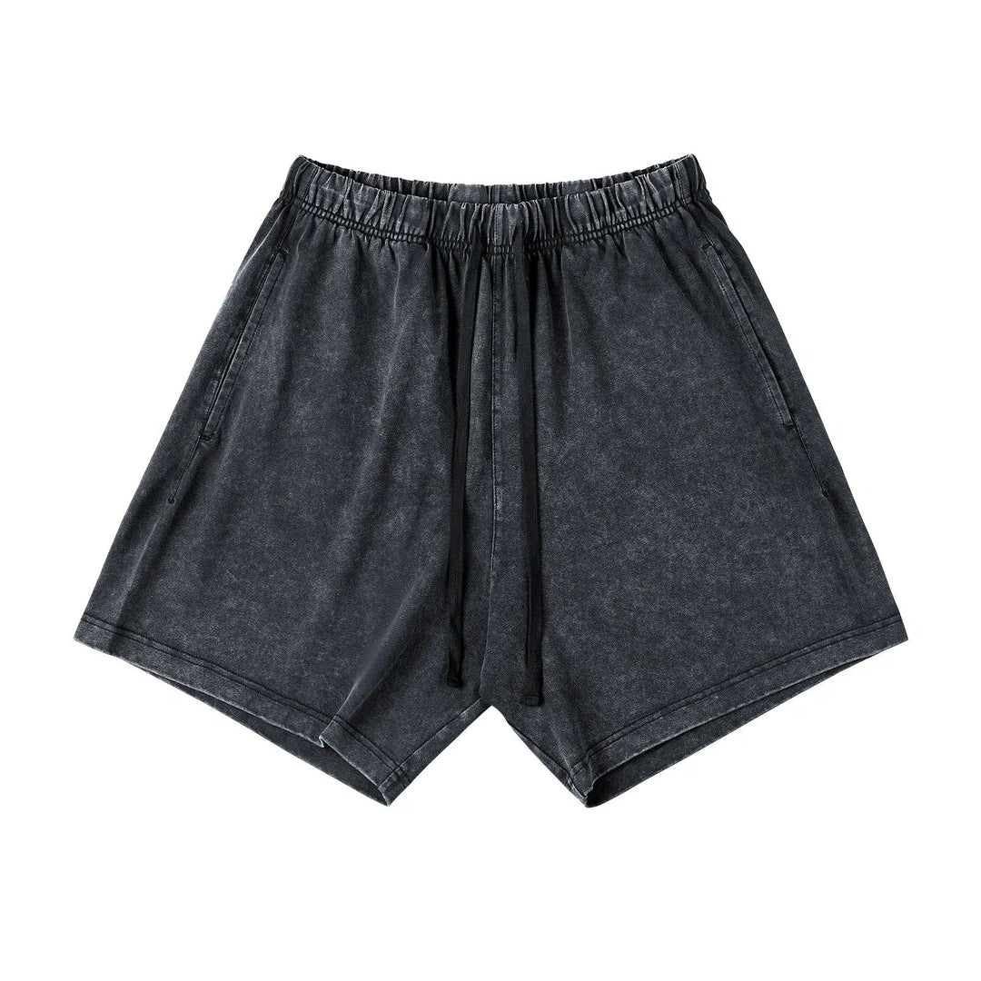 Washed Elastic Waist Shorts