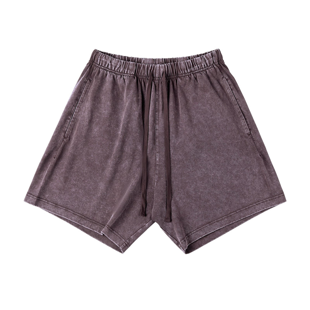 Washed Elastic Waist Shorts