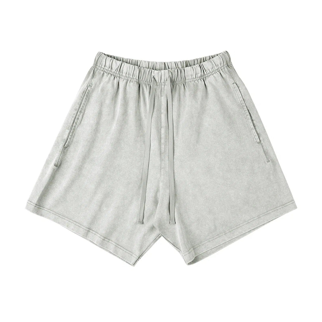 Washed Elastic Waist Shorts