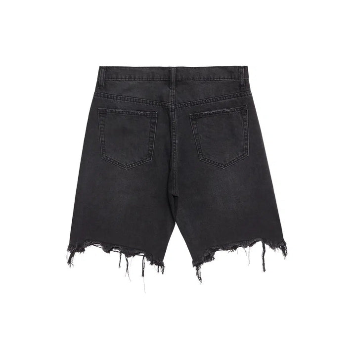 Washed Frayed Hem Denim Shorts