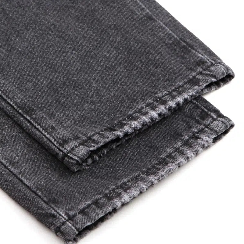 Washed Gray Straight-Leg Jeans