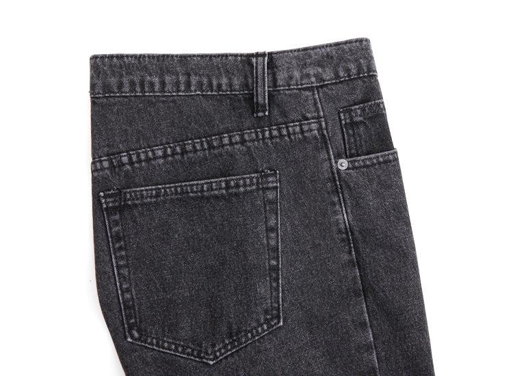 Washed Gray Straight-Leg Jeans