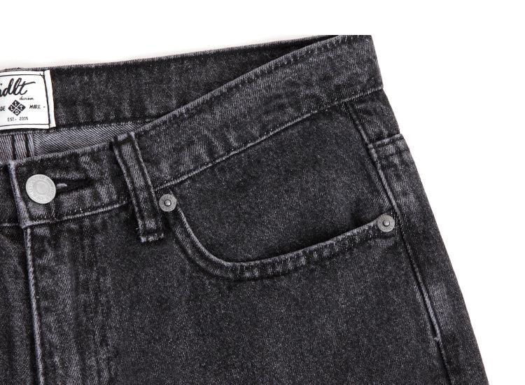 Washed Gray Straight-Leg Jeans