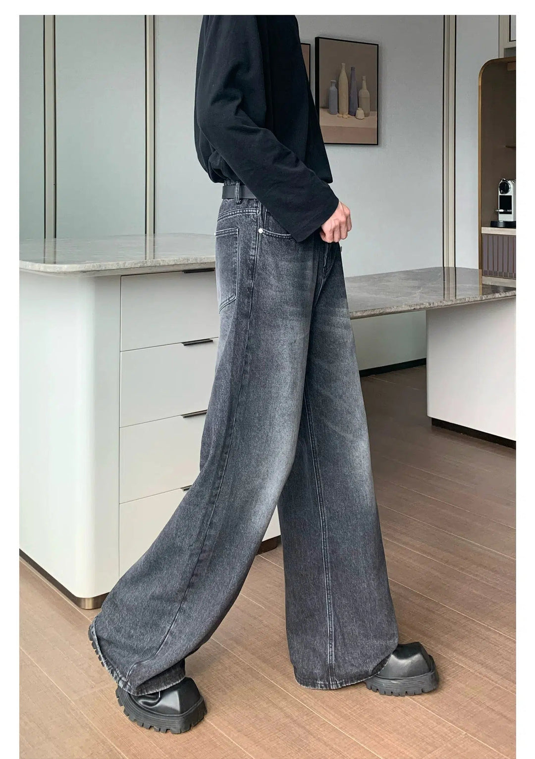 Washed High Waist Wide Leg Jeans