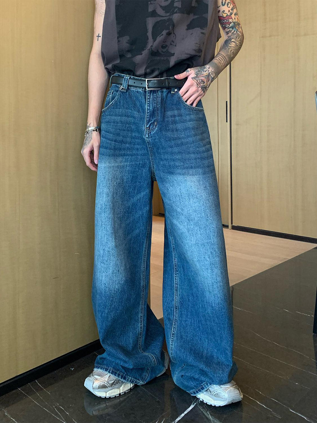 Washed High Waist Wide Leg Jeans