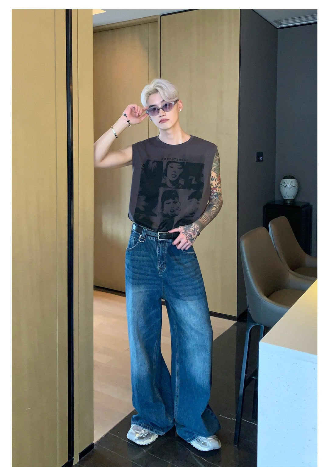 Washed High Waist Wide Leg Jeans