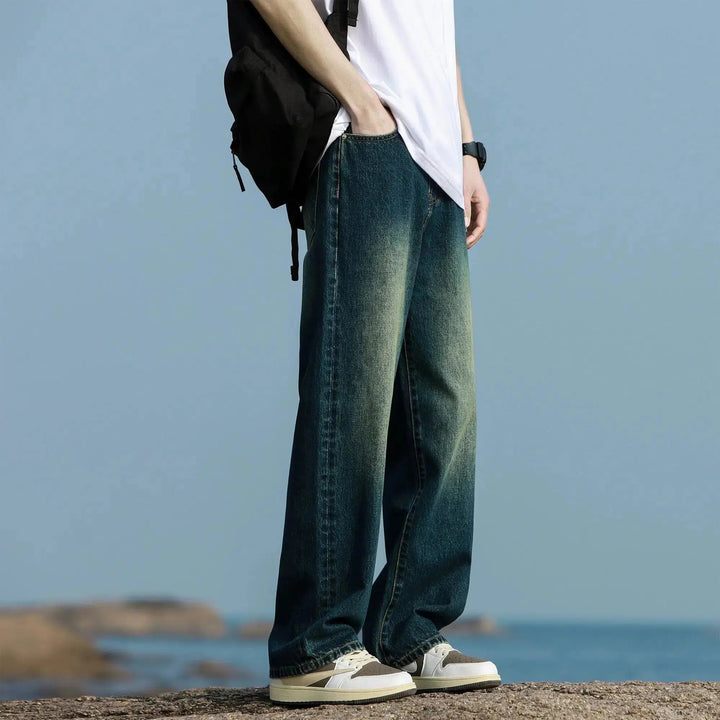 Washed Retro Casual Straight Pants