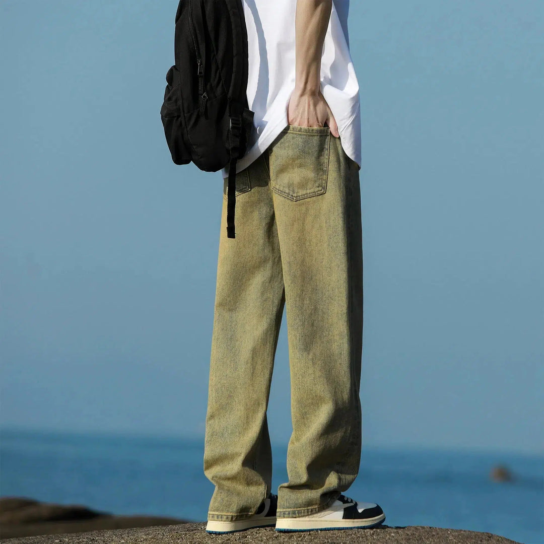 Washed Retro Casual Straight Pants