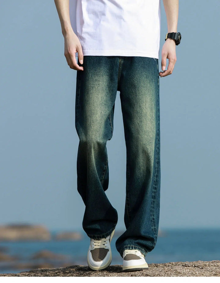 Washed Retro Casual Straight Pants