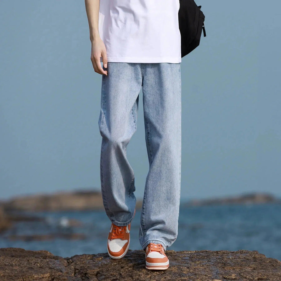 Washed Retro Casual Straight Pants