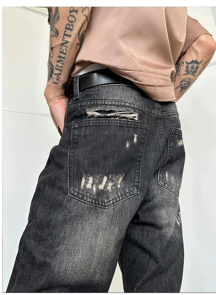 Washed Slim Fit Straight Leg Jeans