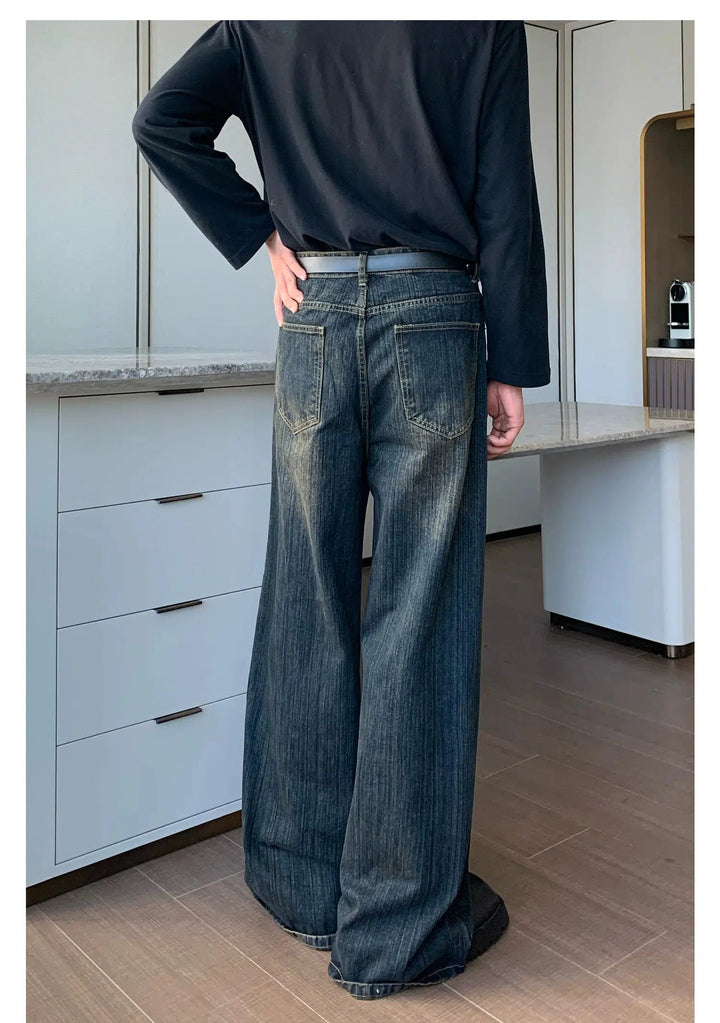 Washed Straight-leg Wide-leg Jeans