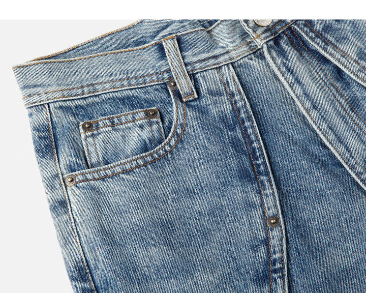 Washed Three-dimensional Stitching Jeans