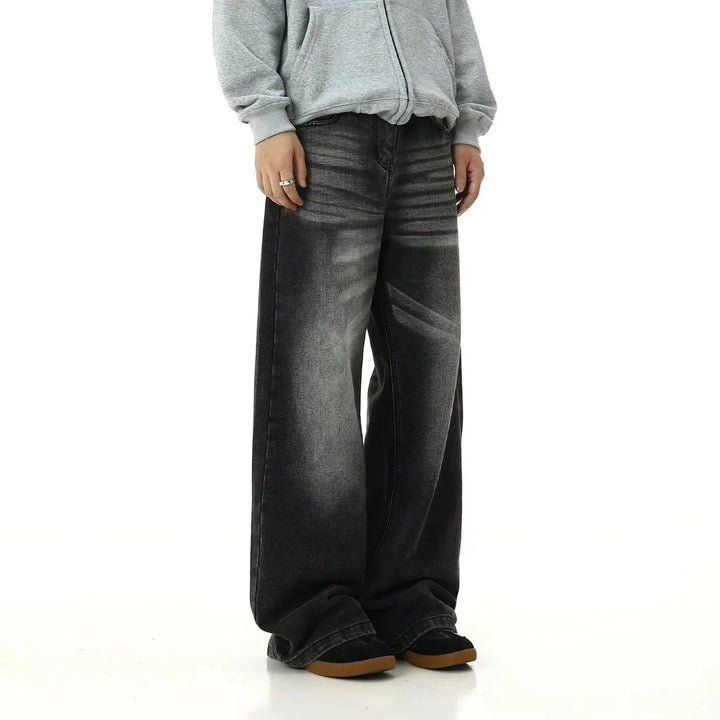 Washed Wide-Leg Baggy Jeans