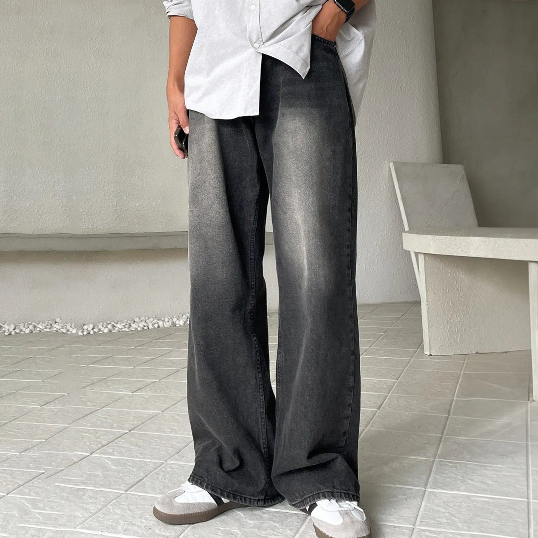 Washed Wide-leg Straight-leg Jeans