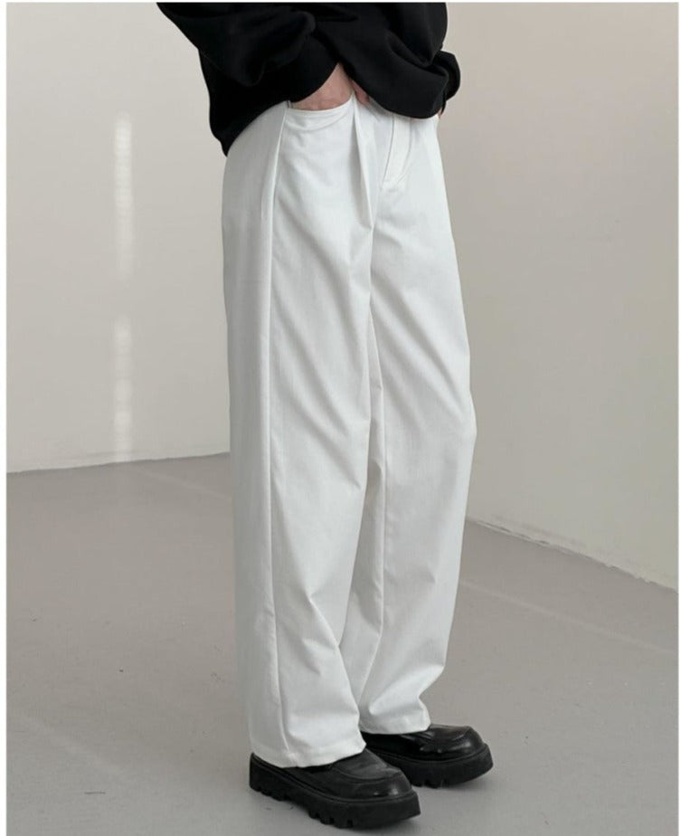 White Straight Casual Pants