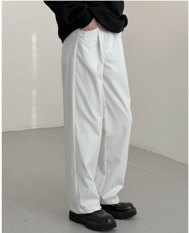 White Straight Casual Pants