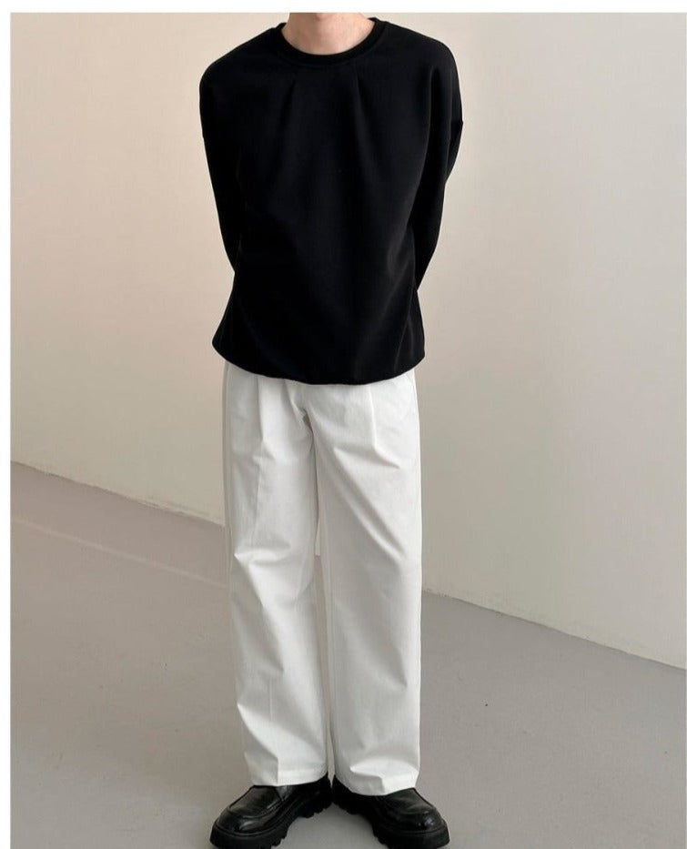 White Straight Casual Pants