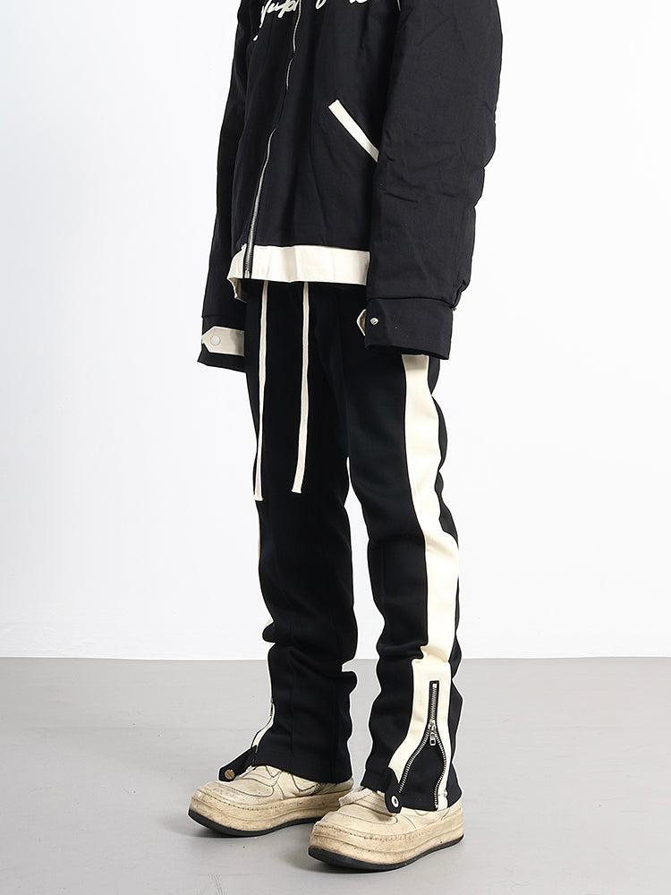 White Stripe Side Slit Track Pants