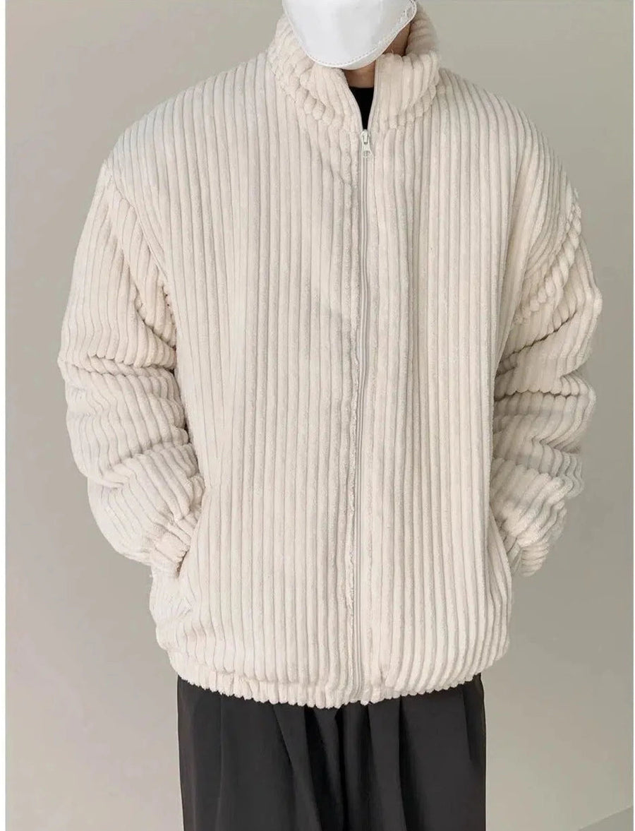 White Striped Corduroy Jacket