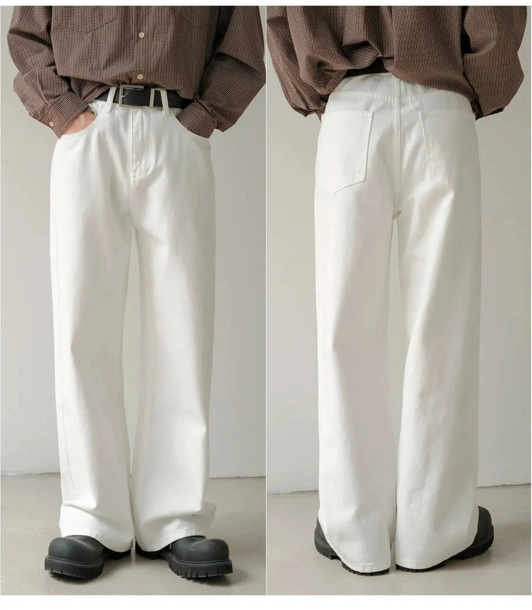 White Wide-Leg Denim Pants