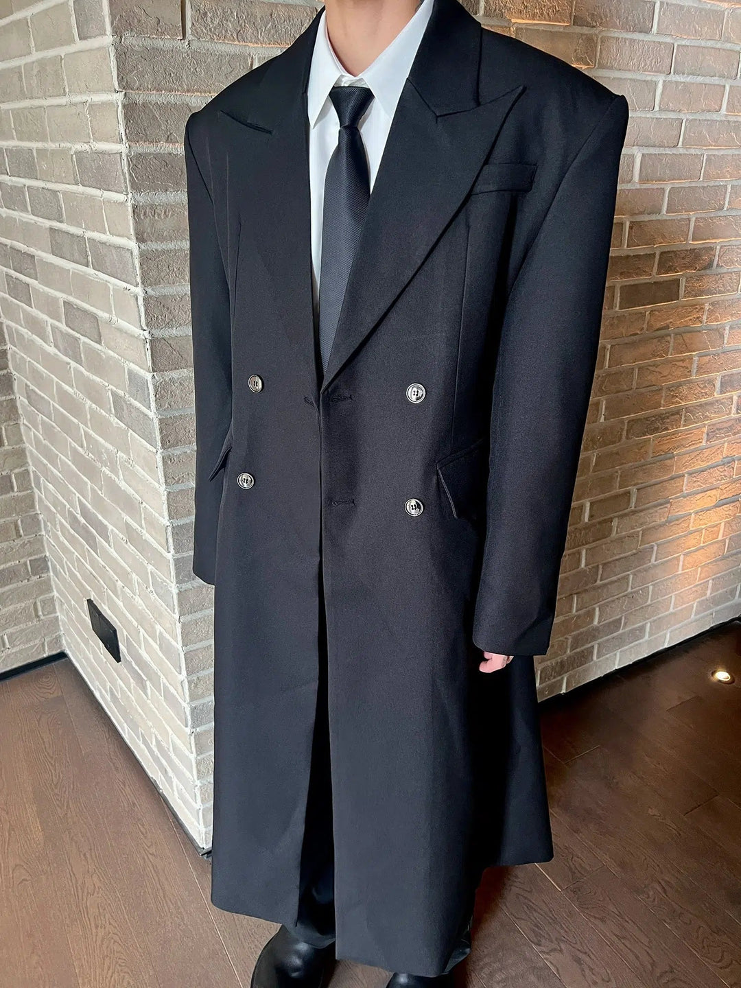 Wide Lapels Double-Breasted Long Coat