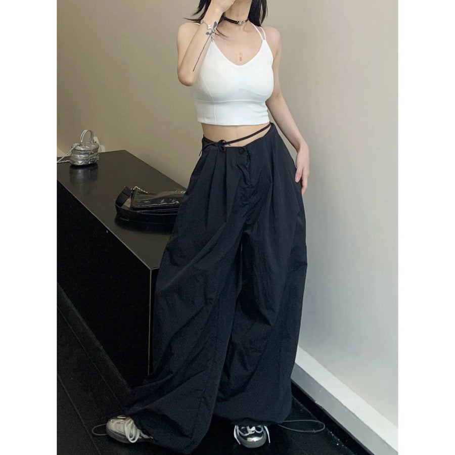 Wide-Leg Casual Drawstring Pants