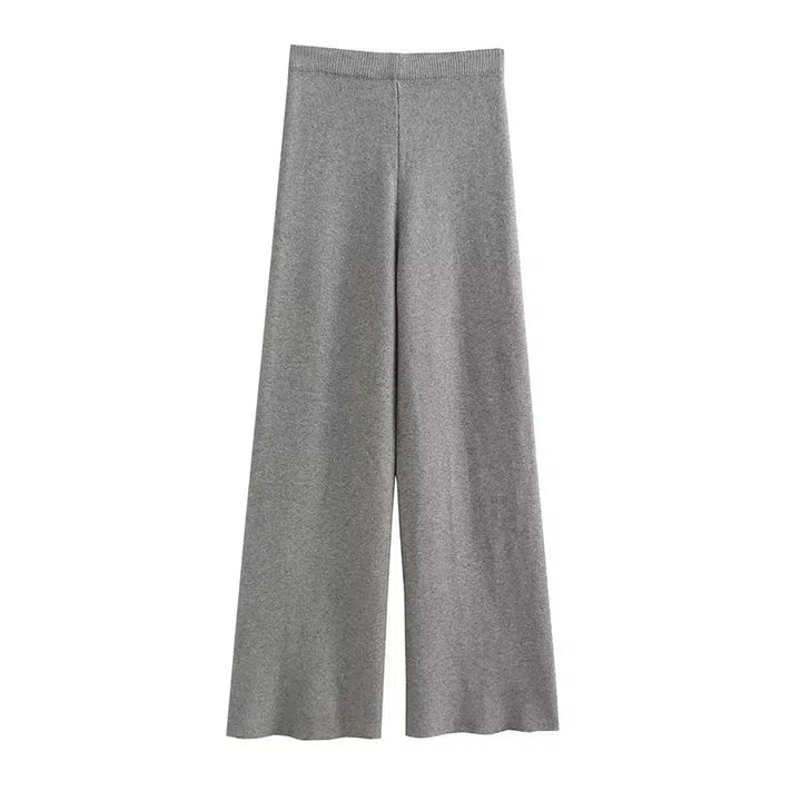 Wide-Leg Casual Knit Pants