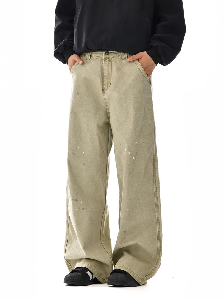 Wide-Leg Washed Pants