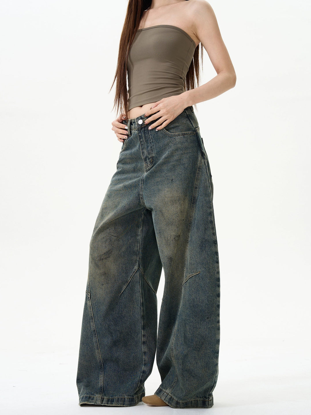 Wide-Leg Denim Pants