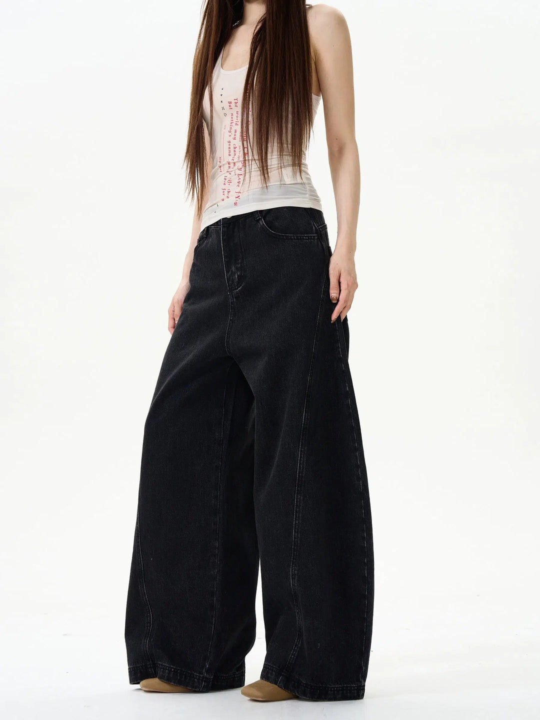 Wide-Leg Denim Pants