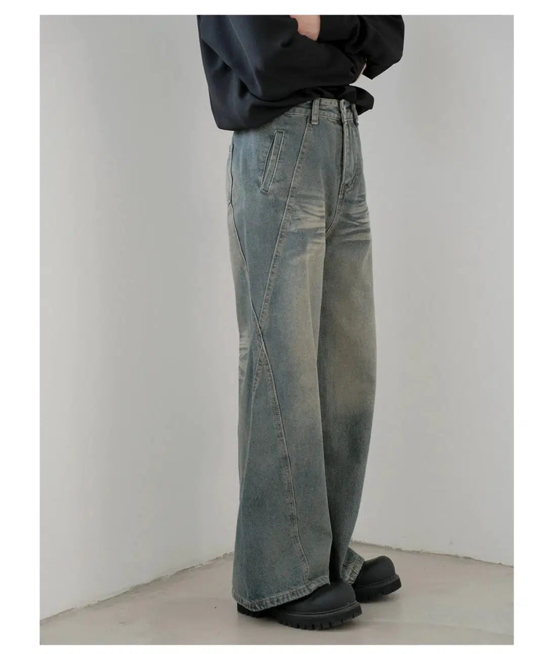 Wide-Leg Denim Pants