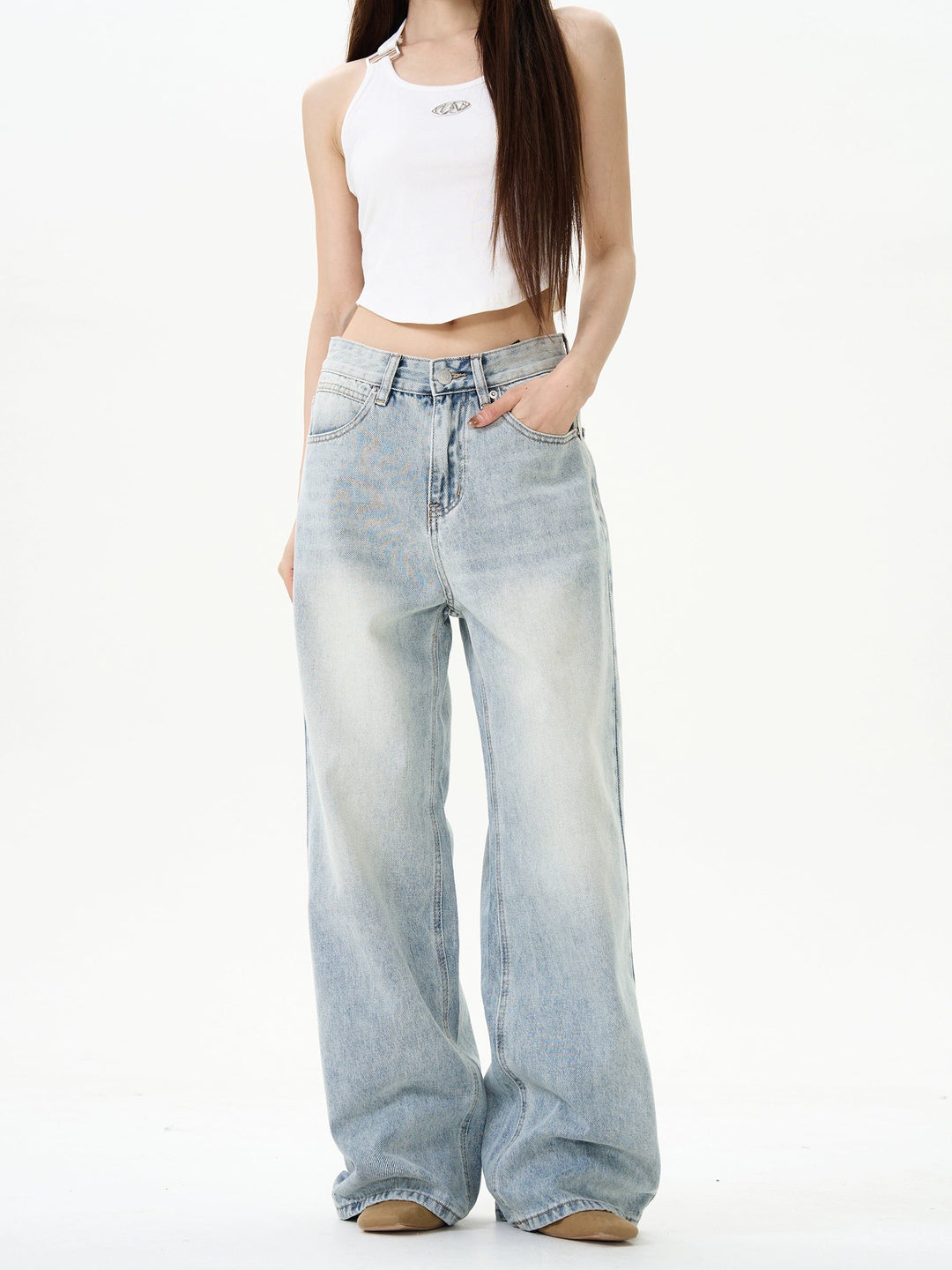 Light Blue Straight-leg Jeans