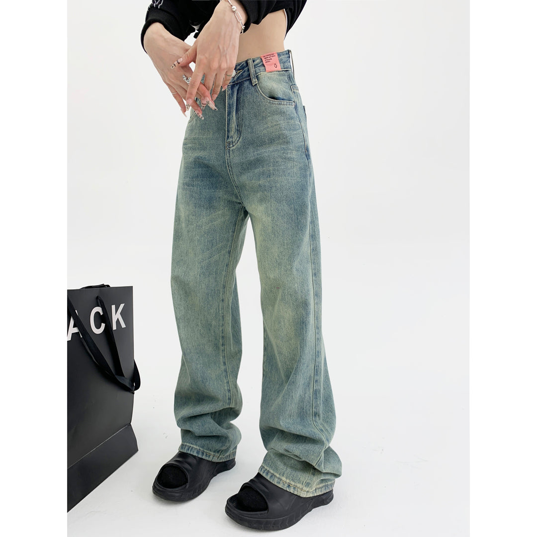 Distressed Wide-Leg Denim Pants