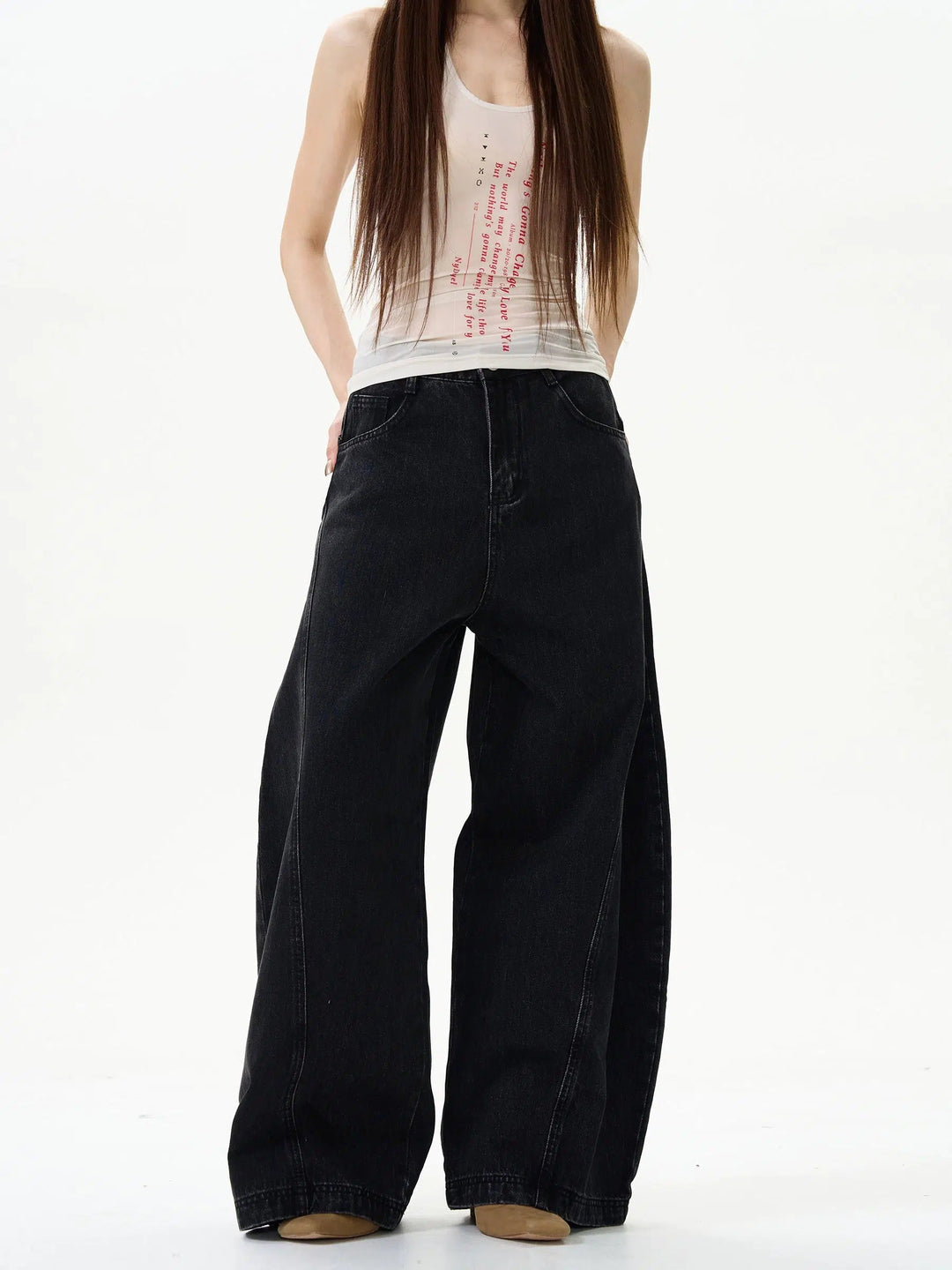 Wide-Leg Denim Pants