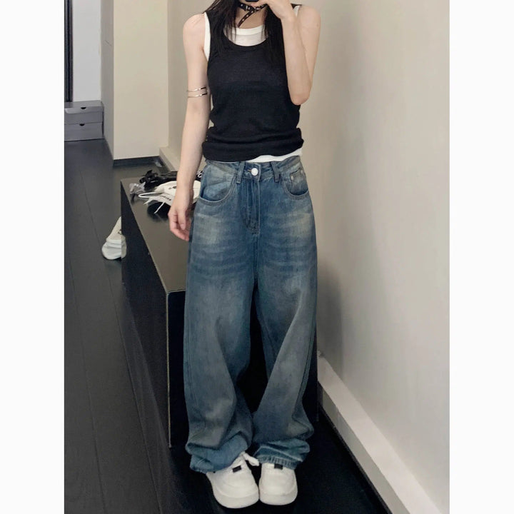 Wide-Leg Denim Pants