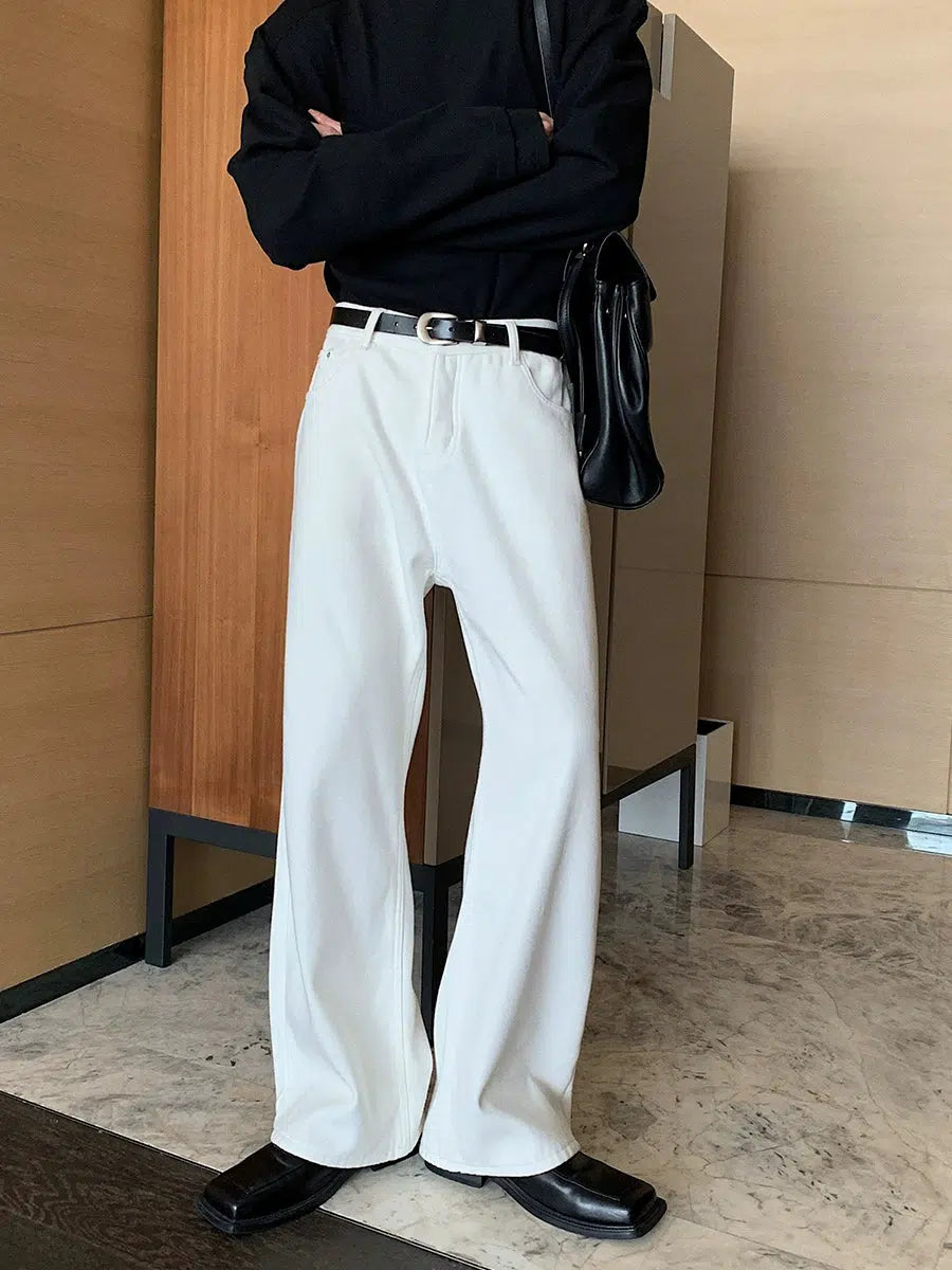 Wide-Leg Plus Velvet Denim Pants