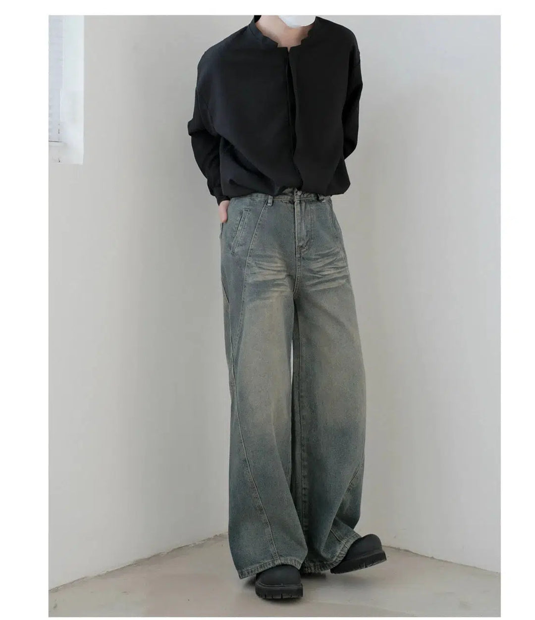 Wide-Leg Denim Pants