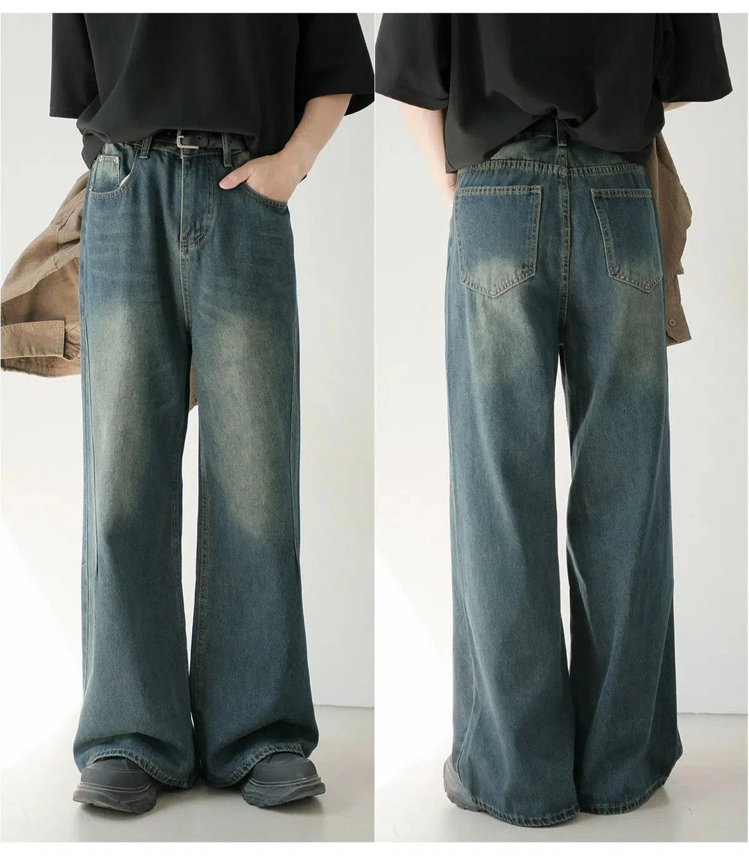 Wide-Leg Denim Pants