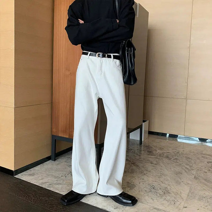 Wide-Leg Plus Velvet Denim Pants