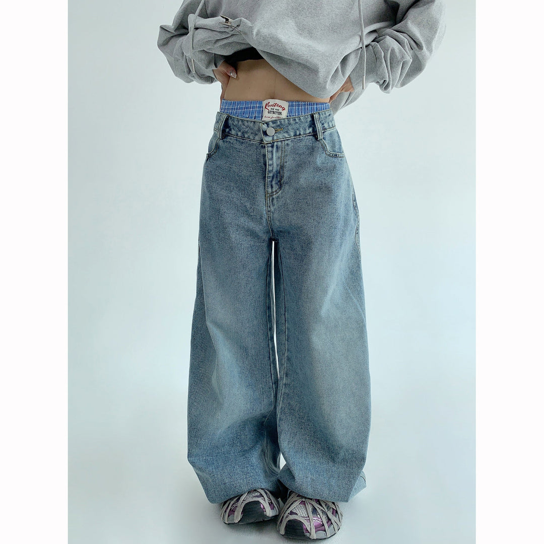 Two-piece Wide-Leg Denim Pants