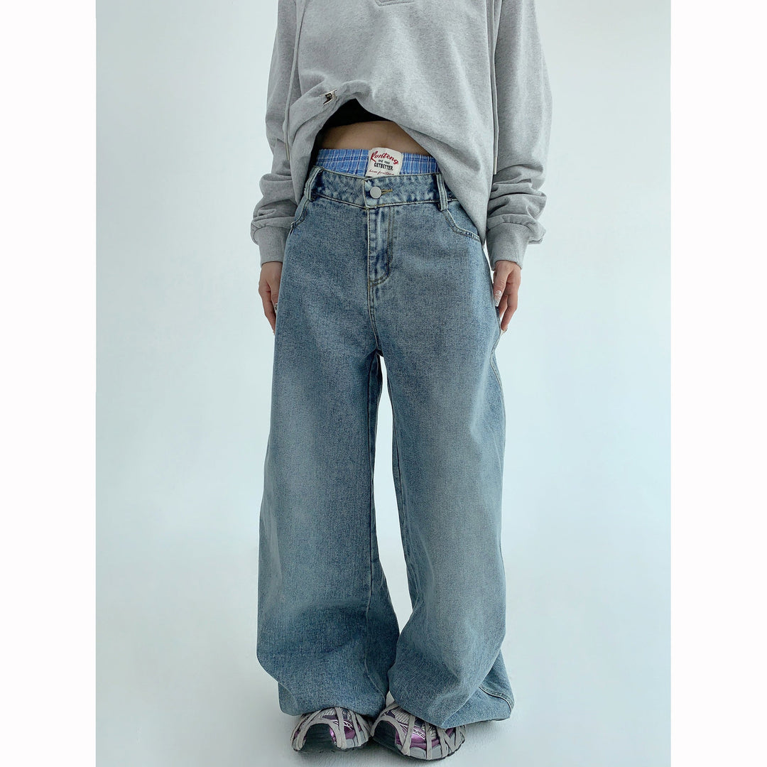 Two-piece Wide-Leg Denim Pants