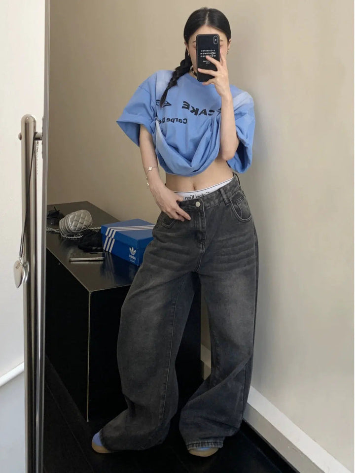 Wide-Leg Denim Pants