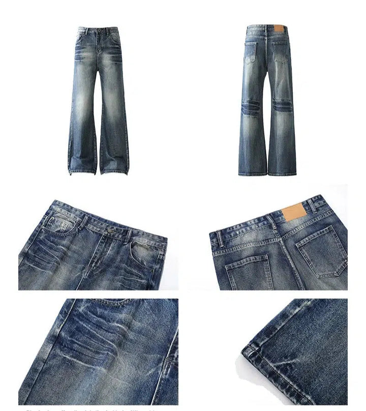 Washed Wide-Leg Denim Pants