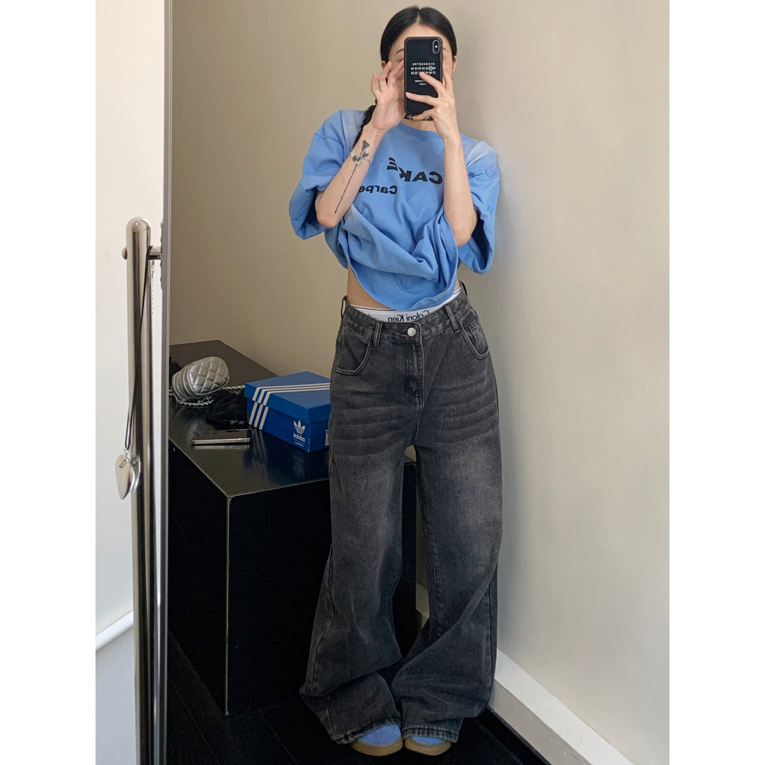 Wide-Leg Denim Pants