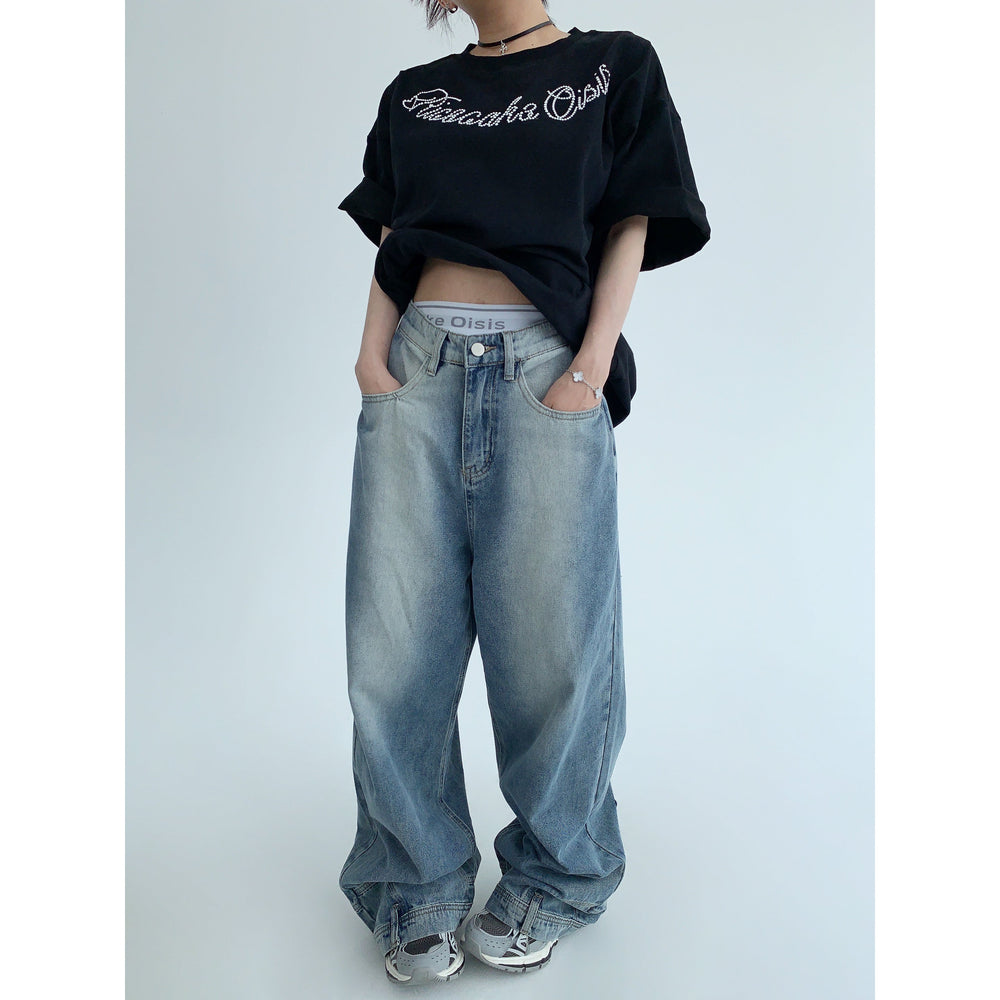 Wide-Leg Denim Pants