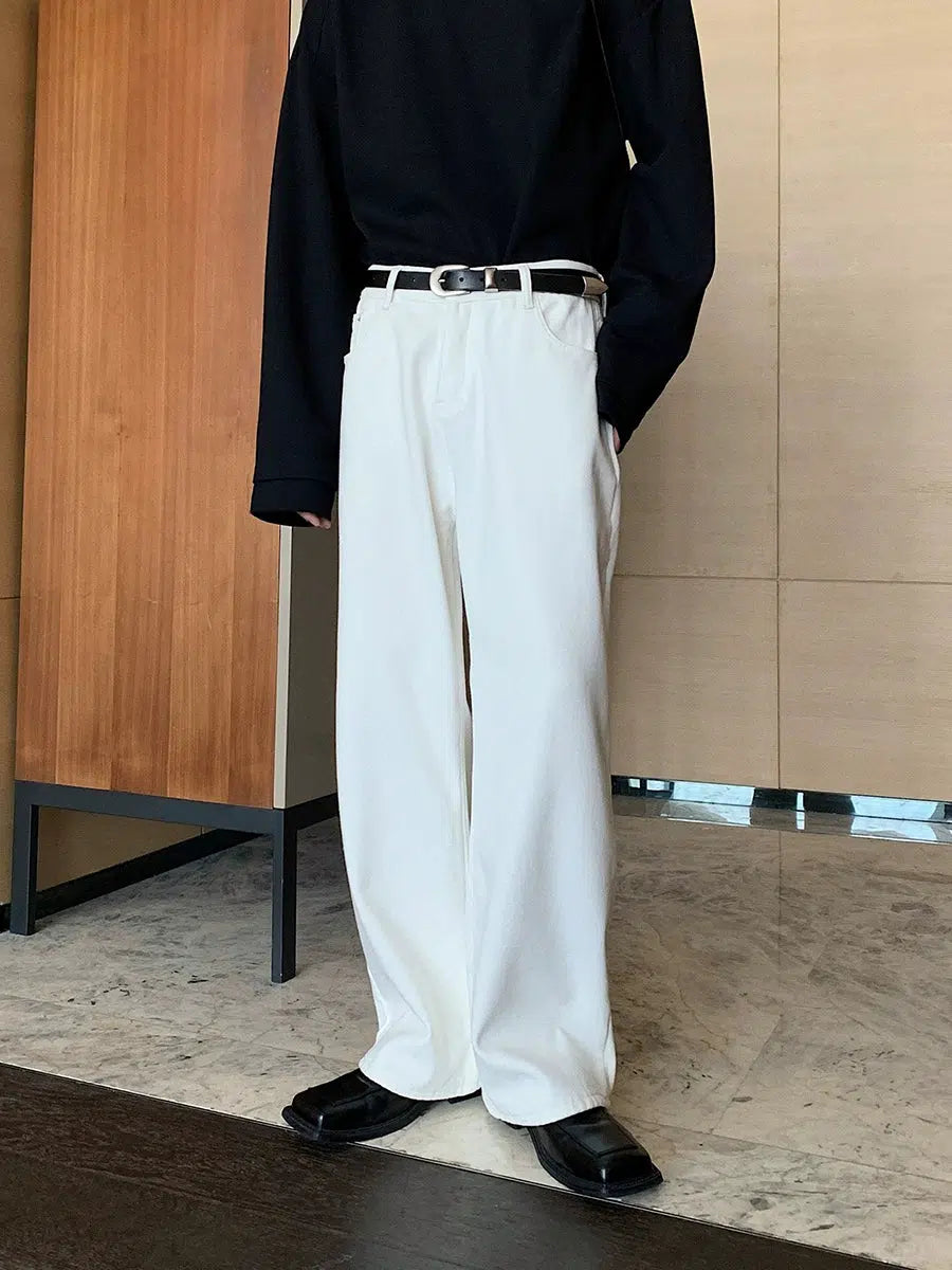 Wide-Leg Plus Velvet Denim Pants