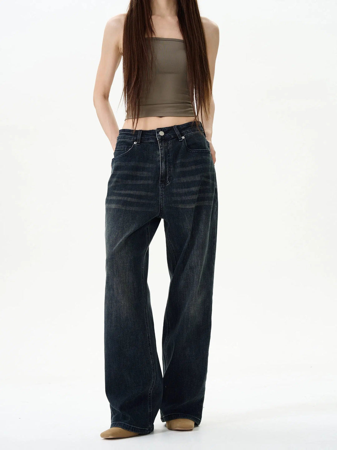 Wide-Leg Denim Pants