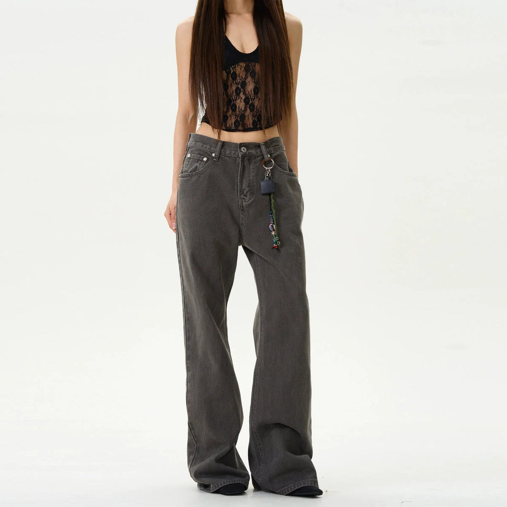 Relaxed Fit Flared Straight Pants