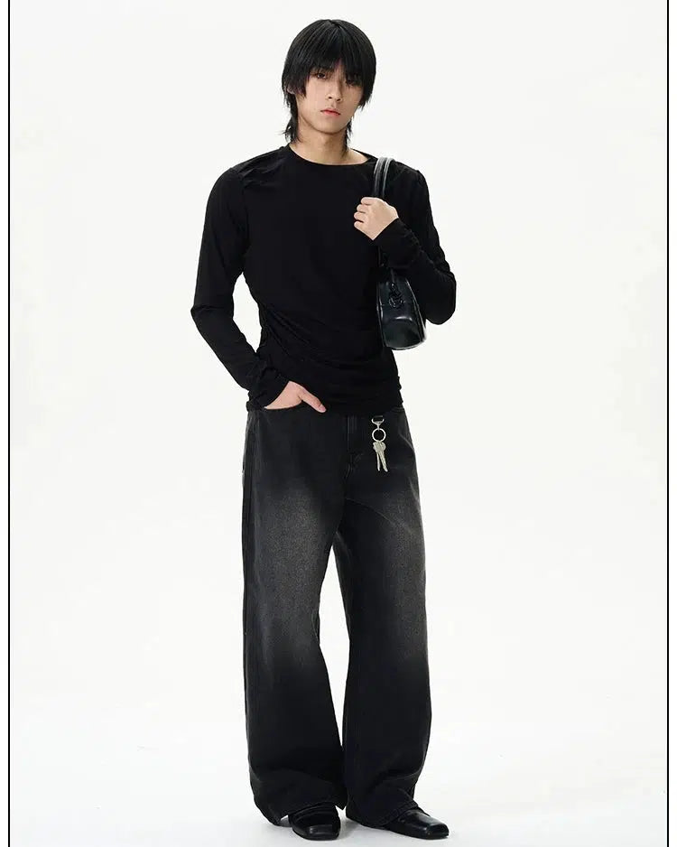 Black Wide-Leg Denim Pants